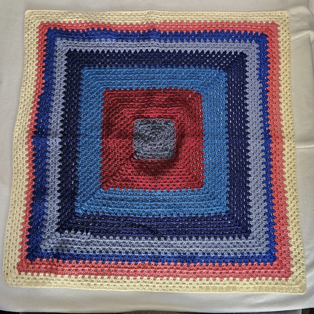 new never used Grandma‎ Square Crochet Throw Blanket hand made about 38x38